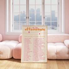 1pc Daily Affirmations Wall Art Picture Positivity Quote Prints Canvas Paintings Typography Posters Preppy Y2k Decor For Apartment, Dorm Or Bedroom Wall Decor Gift For Her Unframed