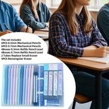 Juego de 6 lápices mecánicos pastel artísticos y versátiles, con punta retráctil de 0.5/0.7mm y agarre cómodo, ligero y perfectamente equilibrado para el arte y la escritura de vuelta a la escuela