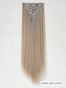 Clip In Hair Extensions Blonde Color 7 PCS Set 24 Inch Long Straight Hair Extension For Women Full Head Synthetic Hair Extensions Hairpieces