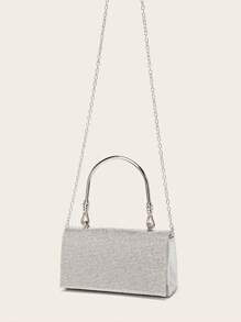 女士水钻首饰 闪亮奢华水钻首饰套装 闪亮项链耳环手链套装 时尚银色水钻手提包 宴会包 手提包 婚礼派对 新娘钱包手提包 宴会手提包 - 銀色 - 查看 7