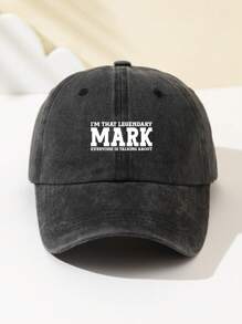 1 pieza Gorra de béisbol fashionable y suave con estampado MARK para mujer, ajustable, sombrero para exteriores transpirable, adecuado para deportes al aire libre, camping, viajes, regalo de vacaciones