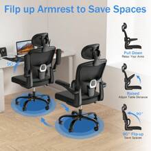 Adjustable Ergonomic Office Chair, Breathable Mesh Back With Dynamic Lumbar Support & Quiet Rolling Casters - Black - View 5