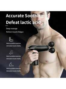 Mini High-Frequency Vibration Double Massage Heads Light Weight Massage Gun For Relaxation & Muscle Relief For Stress Relief - Black - View 4