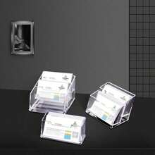 1pc Clear Acrylic Business Card Holder, Double/ Triple-Layered Simple Desk Name Card Stand For Trade Shows And Offices, Back To School Valentine Day