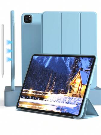 纯色平板电脑保护壳，柔软防摔保护，超薄/智能支架/自动唤醒保护壳，兼容 iPad Pro 11 英寸、iPad Air 11 (M2)、iPad Pro 11 (M4)、2024 iPad Mini 4/5/6/9.7/10.2/10.5、iPad Air 4/5、iPad 10th、iPad 10.9、iPad Pro 11 英寸、iPad Air 11 (M2)、iPad Pro 11 (M4) 2024 蜂窝散热设计，轻巧