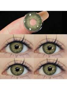 2 片装彩色软性隐形眼镜，年度一次性年度，14.5 毫米美瞳，适合约会或日常佩戴，舒适自然的化妆镜片万圣节服装角色扮演 - 綠色 - 查看 4