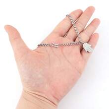 1件新款时尚银色不锈钢字母哈姆萨之手吊坠项链，男士 - 銀色 - 查看 3