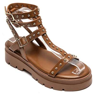Studded Gladiator Style Thick Sole Adjustable Strap Sandals