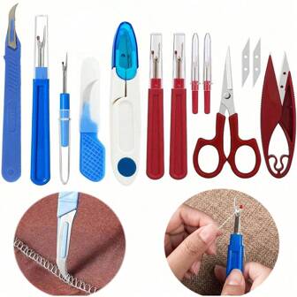 2/5/8pcs Sewing Stainless Steel Ripper Kit-Sewing Thread Unpicker, Seam Ripper And Thread Cutter Scissor,For Sewing,Home