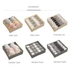 Foldable Fabric Grid Storage Box, Underwear Organizer Container For Socks, Bras, Panties, Closet Drawer Divider