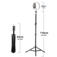 AXNEN 10-Inch LED Ring Light With 43.3-Inch Stable Tripod, Suitable For Photography, Video Shooting, Outdoor Live Streaming, Makeup, Compatible With All Smartphones - Black - View 11