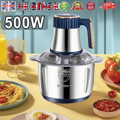 Kitchen In The Box Food Processors With 400W All-Copper Motor,Small Meat Grinder & Food Chopper - Electric Vegetable Chopper With 2 8-Cups Bowls & 2 Bi-Level Blades For Meat/Fish/Vegetable/Baby Food