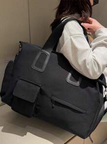 1 pieza Bolsa de gimnasio para separación húmeda y seca, negra, bolso de fitness unisex para viajes con gran capacidad y compartimento independiente para zapatos