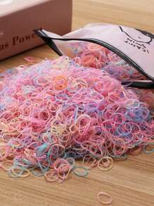 1000/2000个/套女士多色混色鸟包一次性橡皮筋简约百搭无需发圈隐形高弹力时尚发圈适合日常居家通勤编发休闲运动使用头饰