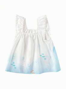 Balabala Girls' Printed Strap Tank Top, Cute & Comfy Summer Style - Blue-green Hue - View 2