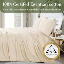 Luxury 100% Cotton Queen Size Bed Sheets Set With 1000 Thread Count - High Quality Breathable And Cooling Bedding Set Including Deep Pocket Pillow Cases, 16 Inch Fitted Sheet - 4 Piece Collection In Beige Color For Ultimate Comfort - Beige - View 2