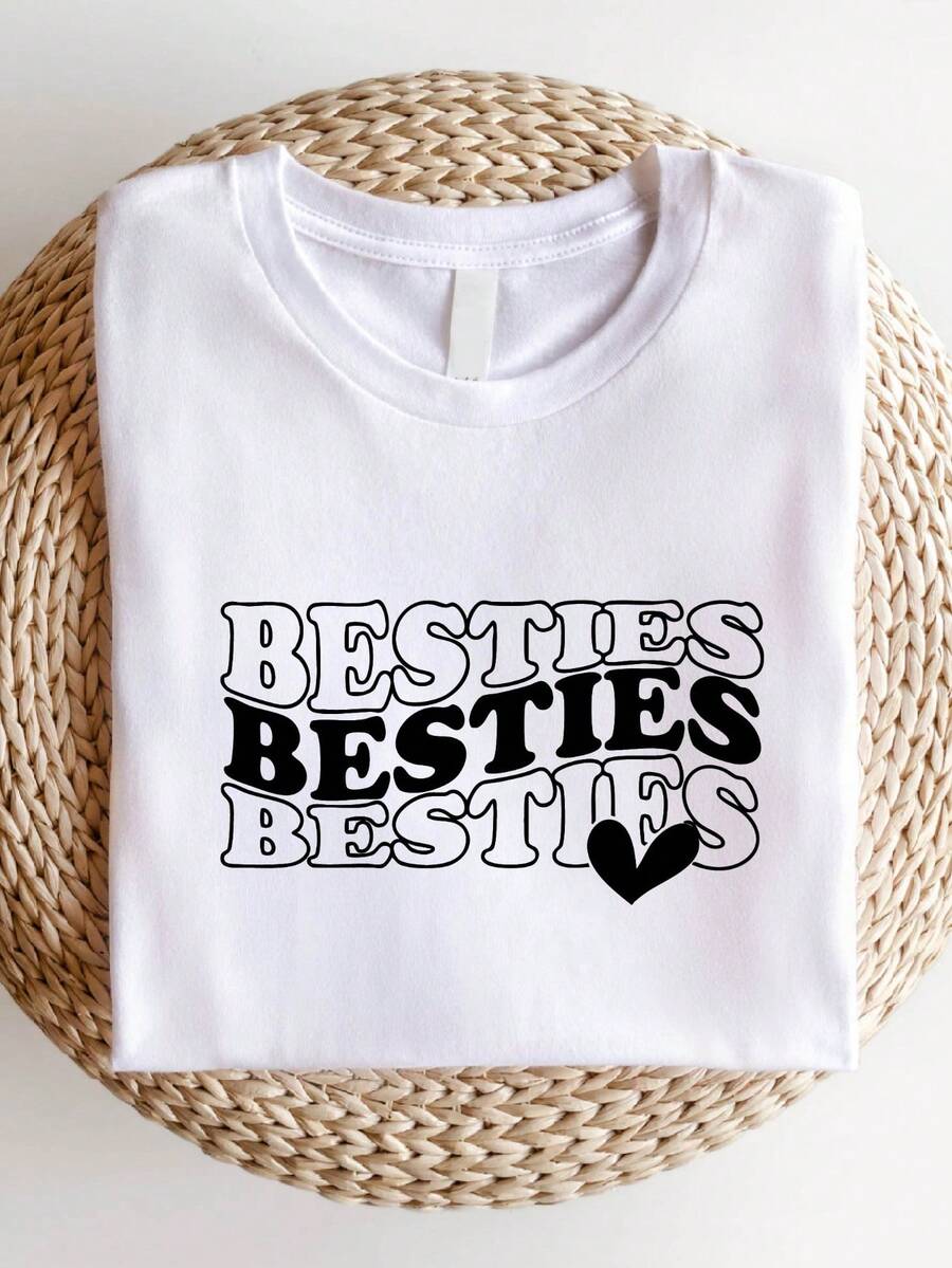 Besties Shirt, Matching Best Friends T-Shirt, Besties Heart Tee, Gift For Best Friends, Friends Vacation Shirts, Girls Trip Matching T-Shirts, Besties Cute Tees, Cool Women Shirt. SD-2967