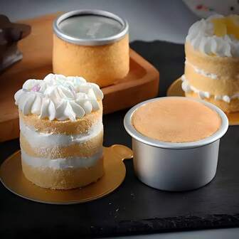 1pc/5pcs, Mini Round Cake Mold, Removable Base, Dessert, Cake Making. Hand-Baked Mold, Suitable For Cheesecake, Cupcake, Dessert And DIY Baking - Ideal For Holidays, Mother's Day, Easter, Christmas, Halloween