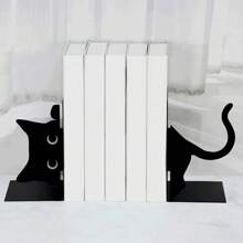 2 piezas de terminales de libro ajustables de arte de hierro, diseño caprichoso de gato, terminales de libro decorativos, esquinas redondeadas, pinzas de libro, decoración de oficina, biblioteca, escritorio, apropiado para la temporada de graduación, Acción de Gracias, regreso a la escuela [Requiere conformación manual]