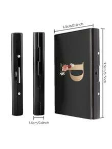 Metal Card Box Holds 6 Card Cases Men RFID Blocking Metal Slim Wallet Credit Card Holder Slim Wallets Money Bag Card Cover Initial Name A To Z Letter Printing Anti-Scan Credit Card Holder Thin ID Case - Black - View 2