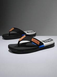 2025 New Men's Slide Sandals, Spring/Summer New Casual Fashion VAVZ Slippers, Outdoor Non-Slip Lightweight Flip Flops, Suitable For Driving, Travel, Beach, Sports, Comfortable - Black - View 2