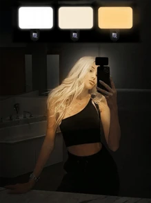1 pezzo Luce ricaricabile a molletta per video/foto con 3 modalità di illuminazione, luce per telefono, adatta per trucco, live streaming, conferenze zoom, compatibile con e Android, ideale per vacanze estive, registrazione audio/video, interviste, gaming e live streaming con mini microfono