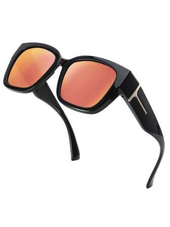 Fit Over Sunglasses For Women, Designer Style Oversized Polarized Sunglasses For Driving With UV400 Protection Fashionable Shade Elegant Outfit Family Outings Travel Vacation Holiday For Summer Beach Vacation,Outdoor,Travel