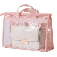 PVC Cabinet Storage Bag For Women Handbags, Shoulder Bags, Wallets - Dust-Proof Transparent Zipper Storage Bag With Handle, Suitable For Various Room Types, Bedroom Closet, Etc - Multi-Functional Shelf Installation System - Multicolor - View 8