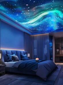 1pc Auroro Effects Projector Lamp, With LED Strip Lights Remote Control, Smart Galaxy Starry Sky Projector Lamp, Romantic Bedroom Decor, Valentine's Party Supply, LED, Wall-Mounted, USB-Powered