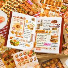 25 arkuszy Vintage-Style Materiał Cięcie Naklejki Książka, Deser Temat Rzemiosło Scrapbooking Dekoracyjne Naklejki, Artykuły Szkolne, Powrót Do Szkoły
