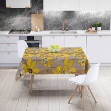 1 pièce Nappe de table polyester avec motif vibrant d'abeille jaune et de rayon de miel pour le printemps et l'été - sans pli, belle couverture de table florale parfaite pour la maison, la cuisine, la salle à manger, la décoration de pique-nique