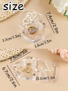 1 pièce Boîte à bagues de mariage personnalisée, boîte à bagues en acrylique avec nom et date personnalisés, porte-alliance personnalisable, boîte à bagues de cérémonie de mariage et de fiançailles, forme cœur/hexagonale, cadeaux pour la mariée, cadeaux pour les jeunes mariés, cadeaux pour la fête de mariage, cadeaux de demoiselle d'honneur, cadeaux d'anniversaire, convient pour lui/elle, petit(e) ami(e), couple, épouse, mari, famille, meilleur(e) ami(e), collègue, pour des cadeaux uniques pour un anniversaire, un mariage, la Saint-Valentin, blanc, élégant, coloré, vintage, simple, unisexe, décontracté, mignon, personnalisé, unique, cadeaux idéaux pour lui, cadeaux idéaux pour elle, papa, maman, amis, pour les anniversaires, pour les diplômes, pour le bal de promo, pour les fêtes
