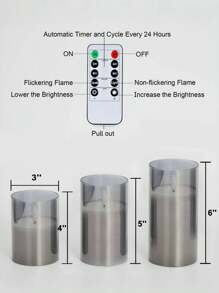 3入組無煙蠟燭燈，節日氛圍燈，附定時遙控器，電池供電，LED許願蠟燭燈，適用於婚禮、餐桌、萬聖節、聖誕節、情人節、桌面裝飾 - 灰色 - 查看 10