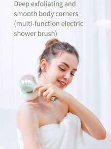 Multi-Functional Electric Shower Brush - 6 Replaceable Heads & 3 Modes, Soft Bristles & Silicone Tips For Deep Exfoliation & Gentle Massage, Waterproof For Home Bath & Massage, Perfect Gift For Her - Màu xanh Bạc hà - Xem 2