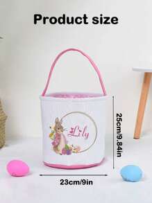 Cesta de Pascua personalizada con nombre para niños, 1 o 2 piezas, canastas de Pascua personalizadas con conejito de Pascua, canastas de Pascua personalizadas para niños y niñas, multifuncionales, ornamentales, con letras, ordenadas, suaves, coloridas, lindas, kawaii, adorables, casuales, personalizadas, únicas, para hijo e hija - Estilo A - Ver 3