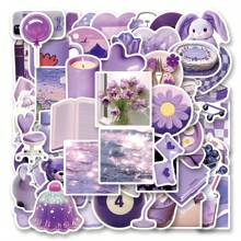 56张可爱紫色ins风贴纸，卡通涂鸦防水乙烯基贴纸，适用于水瓶、笔记本电脑、手机、滑板、吉他、行李箱、剪贴簿、头盔、派对装饰和礼品。 - 彩色 - 查看 4