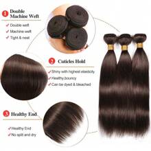 Paquetes de cabello humano brasileño liso de grado 10A, cabello humano sin procesar, cabello virgen suave de color marrón oscuro #2 para mujeres - S2 - Ver 3