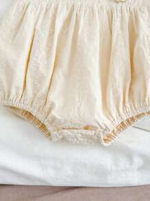 Sommer Neu Baby Mädchen Blumen Spitzenkragen dünner Romper + Futter