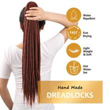 Extensiones de rastas de 24 pulgadas con 10 hebras, rectas, delgadas de 0,6 cm, sintéticas hechas a mano, pelo reggae peinado para , suaves, para estilo hip-hop