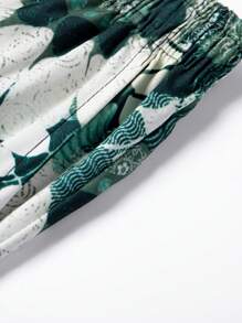 Pantalones cortos de playa de verano casuales y a la moda con estampado de plantas para hombres