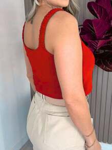 Women's Tank Top With Draped Straps Duna Fabric Beautiful Fashion!! - Red - View 2