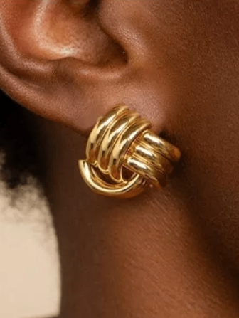 1 par Petite mångsidiga randiga knutörhängen, lämpliga för dagligt slitage för kvinnor