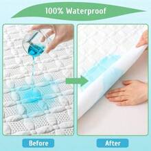 White Top King Mattress Protector For Adjustable Bed - Bamboo Viscose, Waterproof, 6 - 18 Inches Deep Pocket, 32 - 34 Inches From Head