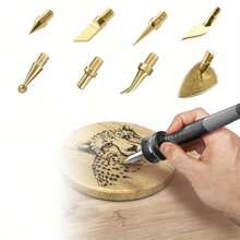 Set de 8 piezas de kit de pirografía y grabado con puntas para letras, hierro de grabado y cubiertas de estampado - material metálico, ideal para manualidades y proyectos de arte DIY, apto para principiantes