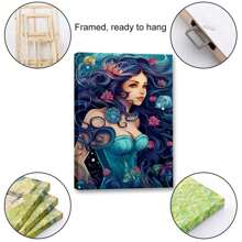 1 Piece Home Wall Decor Framed Canvas Mermaid Pattern Canvas Wall Art Paintings For Living Room - Canvas Framed Print Wall Artworks Bedroom Decoration Office Wall Decor