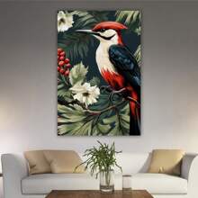 1 Piece Home Wall Decor Framed Canvas Woodpecker Pattern Canvas Wall Art Paintings For Living Room - Canvas Framed Print Wall Artworks Bedroom Decoration Office Wall Decor