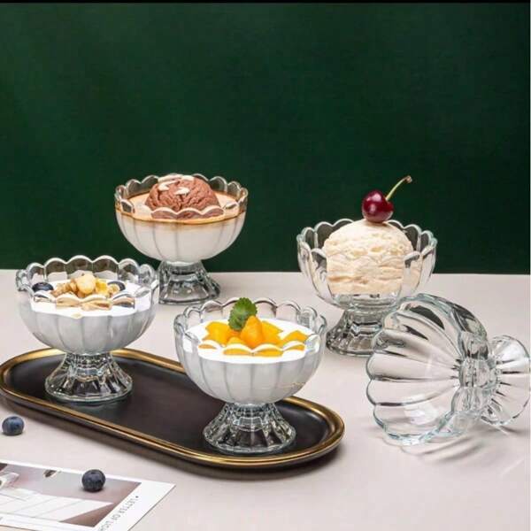 Luxuriöse minimalistische Glas Dessert/Eis/Joghurt/Milchshake Becher, für den Heimgebrauch