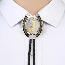 1 件 U 型马蹄形婚礼派对领带，字母 A 到 Z 领带，男士西部时尚街头项链牛仔领带，理想礼物