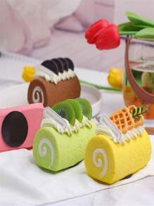 1 Stück modischer realistischer Fruchtkuchen Handtuchrolle Schweizer Rolle Modell Fotografie Requisite Dekor Kühlschrankmagnet, perfektes Geburtstagsgeschenk