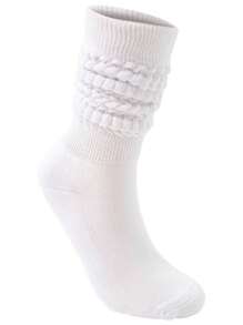 1 Pair Fashion Knee-High Socks, Versatile Sports Thickened Stacking Socks, Outdoor Sports Plush Terry Socks, Retro Yoga Sports Socks